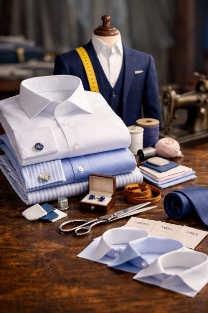 Custom shirts in Hong Kong with breathable cotton, Oxford, twill, and linen blend fabrics at Myra Tailors