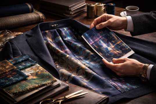 Tailor measuring a client for a custom suit